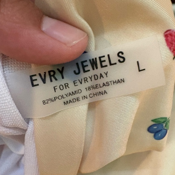 Evry Jewels Cream Mini Swimming Skirt with Colorful Fruit Patterns - Picture 5 of 5